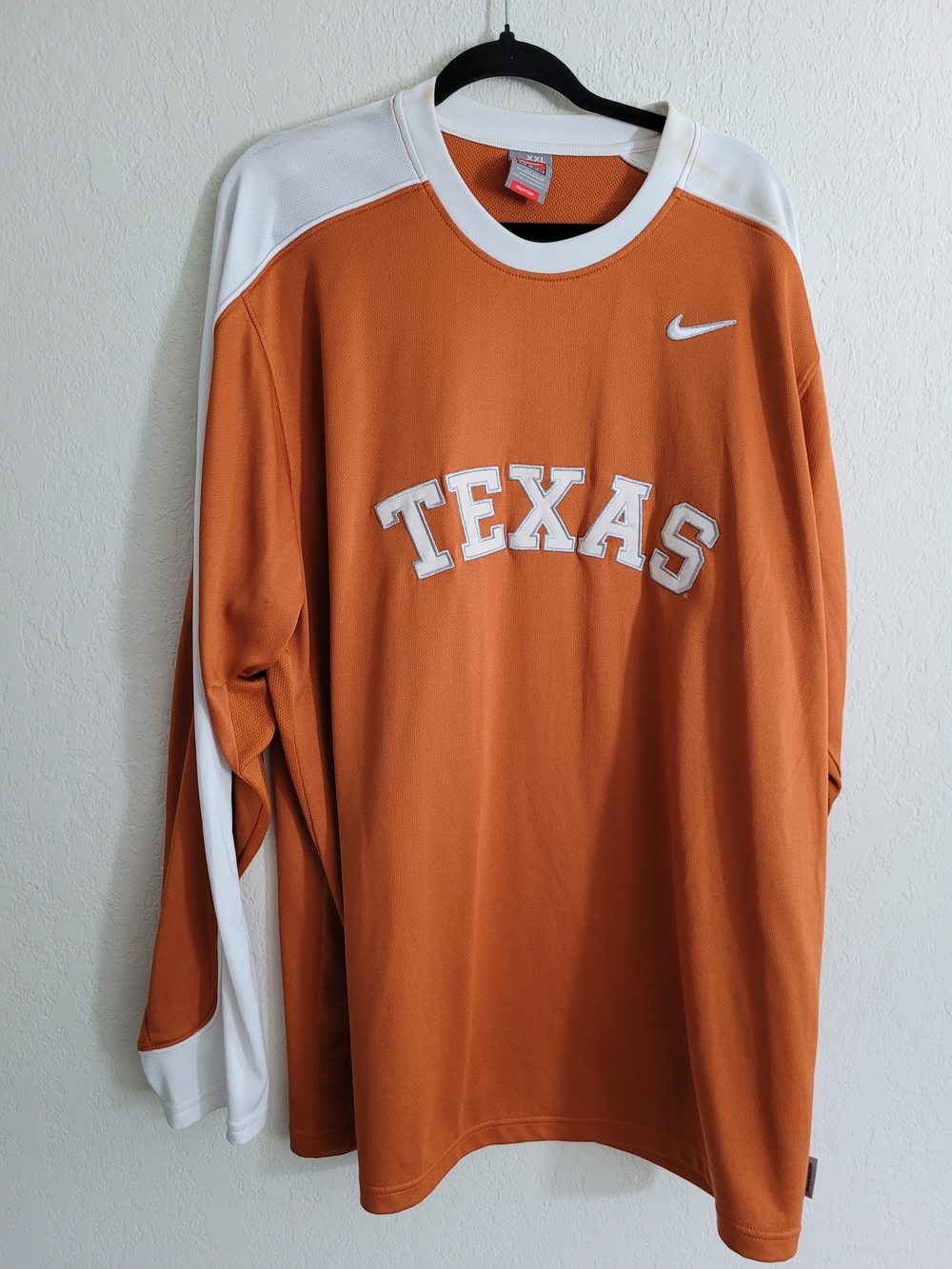 Nike University of Texas Orange and White Jersey Style Long Sleeve Shirt